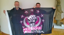 Antifaschistischer Banner im Rathaus Dortmund